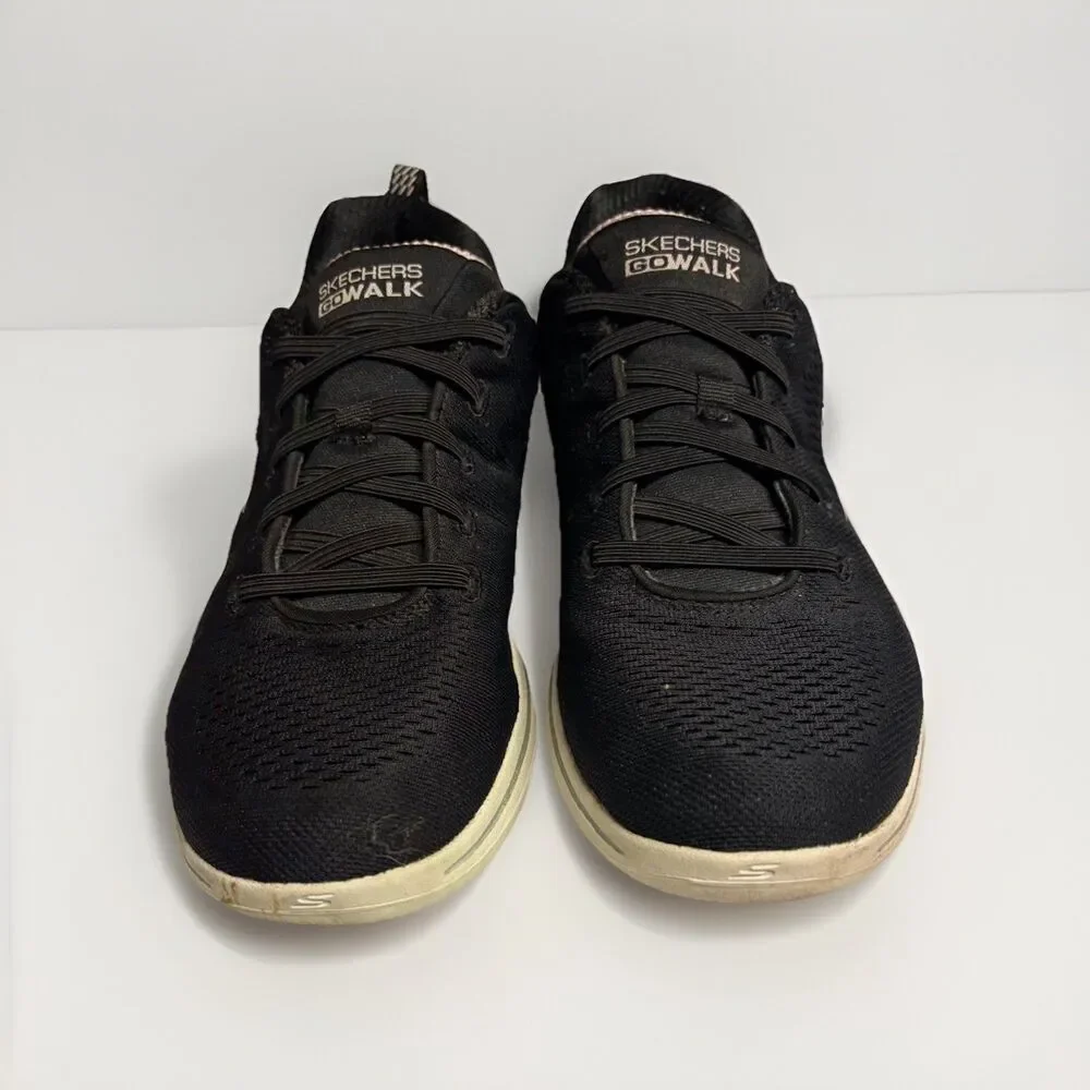 Skechers Black/Light Pink Go Walk 5 Lake Views Womens Lace Up Size 9